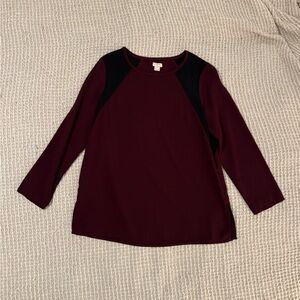 Burgundy and Black Long Sleeve Shirt